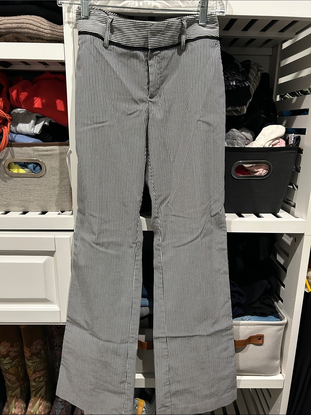 Banana Republic Black & White Pinstriped Flare Pants